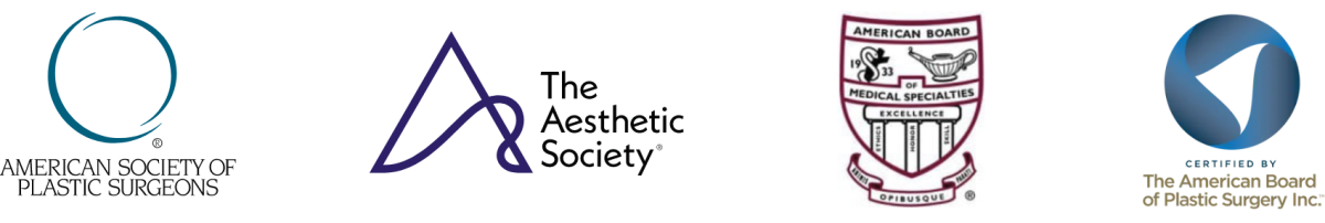 Logos for American Society of Plastic Surgeons, The Aesthetic Society, American Board of Medical Specialties and The American Board of Plastic Surgery Inc.